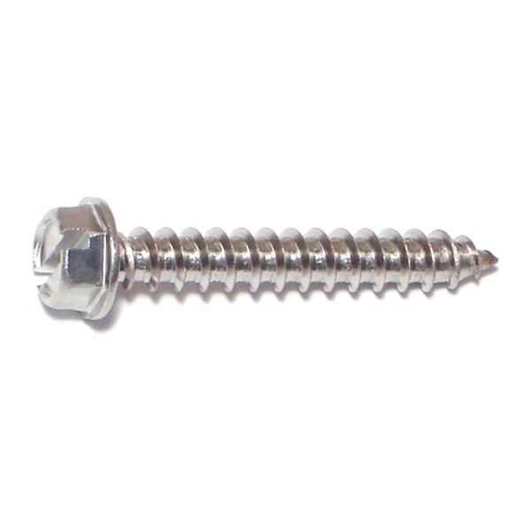 Midwest Fastener Sheet Metal Screw, #12 x 1-1/2 in, 18-8 Stainless Steel Flange Hex Head Slotted Drive, 50 PK 53617 - main
